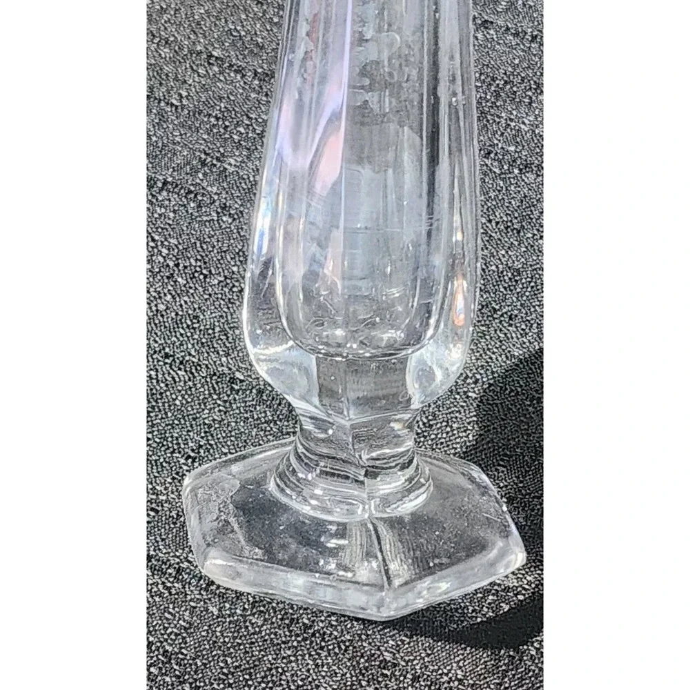 Vintage Clear‎ Ribbed Swung Stretch Glass Vase 12
